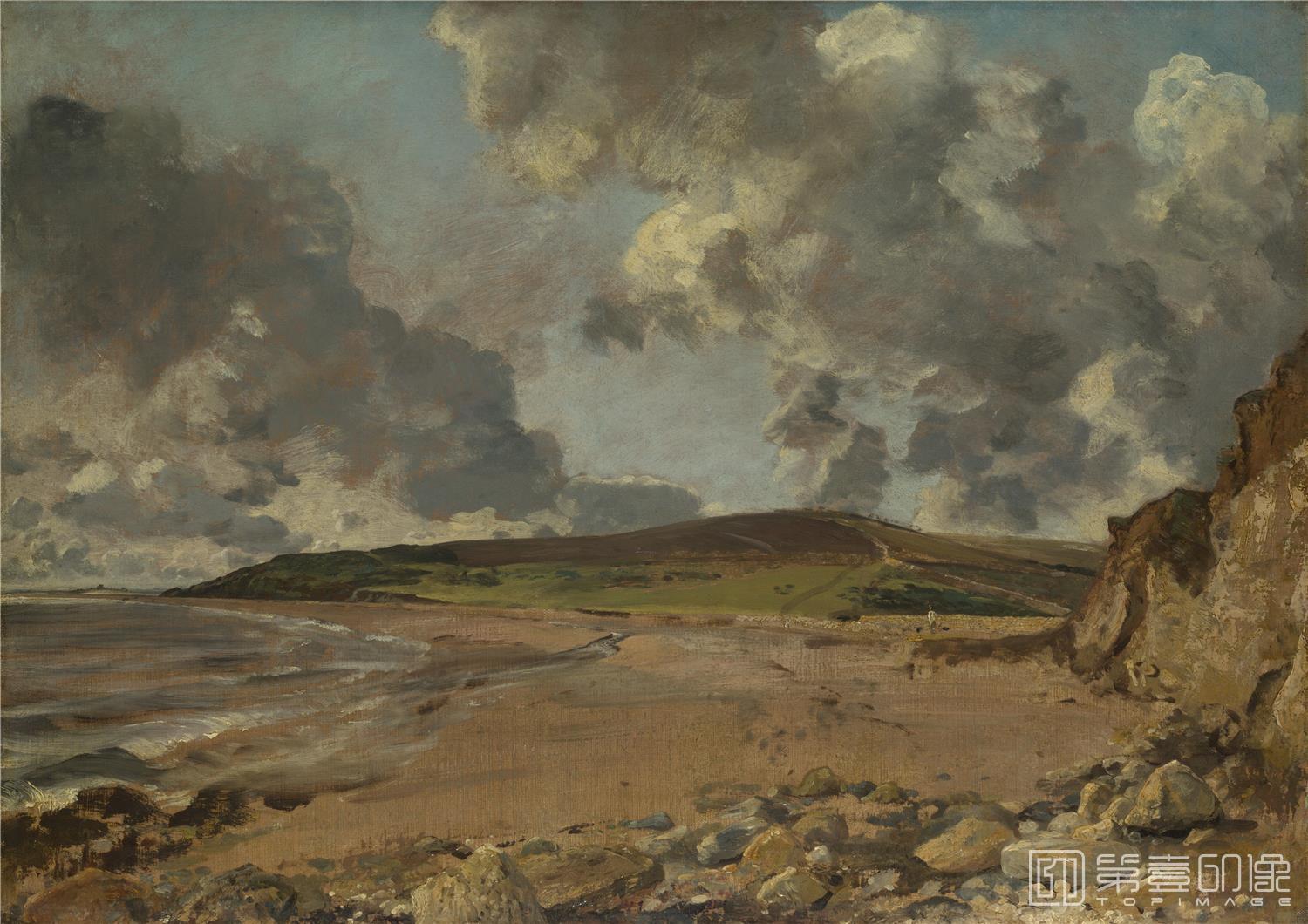 油画-大英博物馆藏画-John Constable - Weymouth Bay - Bowleaze Cove and Jordon Hill-1523